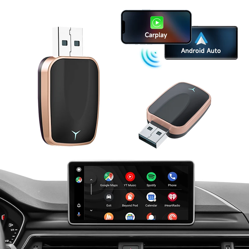NEUE 2 In 1 Drahtlose Carplay AI Box Android Auto Plug Und Play 2025 5G WIFI Für iphone Android Telefon Wired Carplay Zu Wireless Image