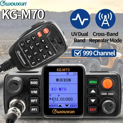 WOUXUN KG-M70 25W Mobile Radio Cross Band Repeater Dual Band Long Range 999CH High Power Auto Radio Station mit Mikrofon