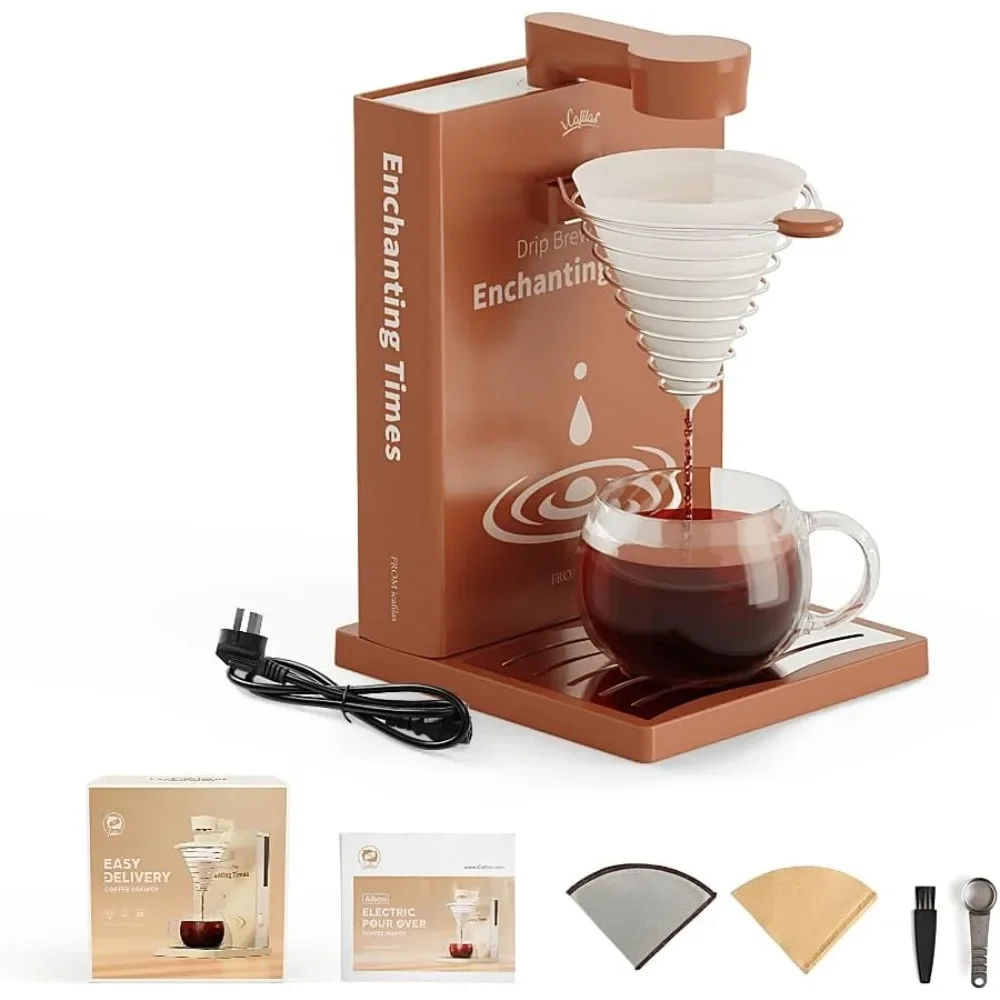 Abnehmbare automatische Kaffeemaschine für eine Tasse zum Übergießen, tragbare Filterkaffeemaschine mit wiederverwendbarem Filter für die Reise zu Hause, Teebereiter Image