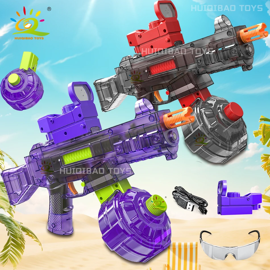 HUIQIBAO 2025, automatische elektrische UMP45-Maschinen-Wasserpistole, kämpft Spielzeug, Sommerwasser, Outdoor, Strand, Schwimmbad, Spielzeug für Erwachsene und Kinder Image