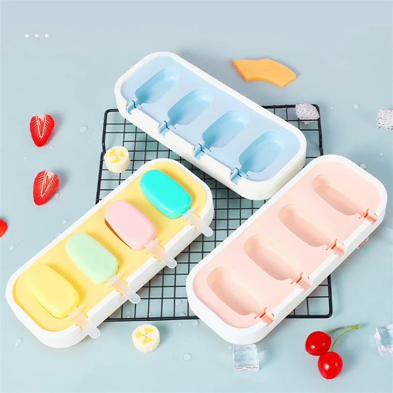 Silikon Eisform Cartoon Tiere Formen mit Deckel und Sticks einfach Eis am Stiel hausgemachte Käse Eis am Stiel Eis Pop Formen Image