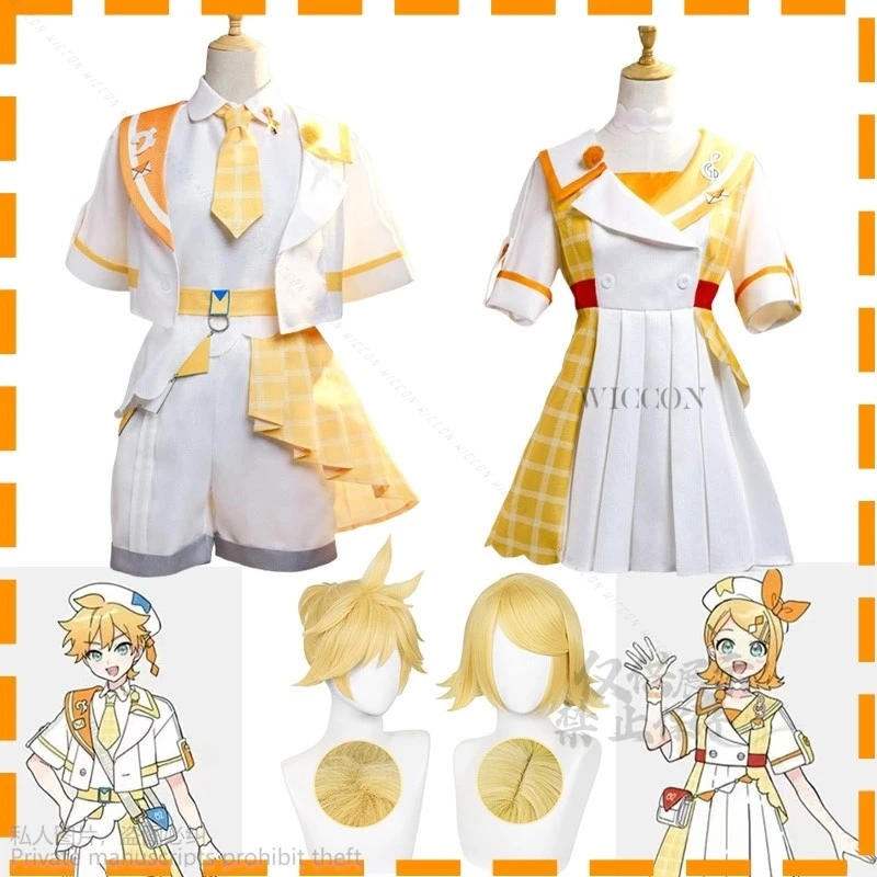 Anime Spiel Projekt Sekai Bunte Bühne Cosplay Rin Len Halloween Kostüme Uniform Gelbe Perücke Top Hose Cosplay JK DK Lolita Schuh