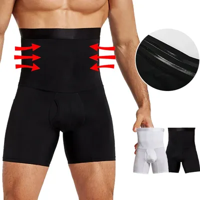 Männer Bauch-steuer Shorts Body Shaper Kompression Hohe Taille Trainer Bauch Bauch-steuer Abnehmen Image