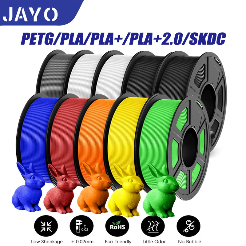 JAYO 10 Rollen pla plus/petg /pla/pla+2.0/skdc Mehrfarbiger 3D-Filamentdrucker 1,75 mm FDM 100 % kein Blasen für 3D-Druckermaterialien Image