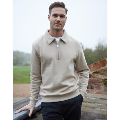 Threadbare Men's Stone Quarter Zip Collared Sweatshirt