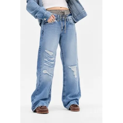 BDG Kayla Lowrider Rip Boxer Jeans - Light blue 26W 32L at Urban Outfitters