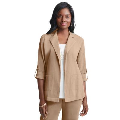 Plus Size Women's Gauze Blazer by Jessica London in New Khaki (Size 22 W)
