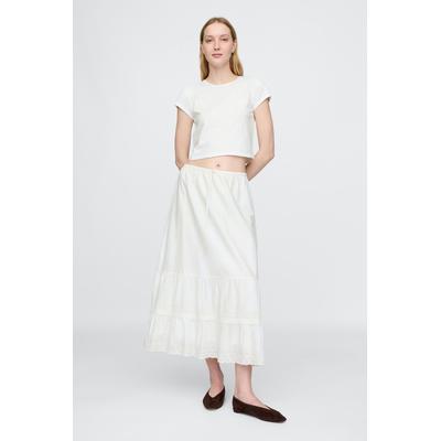 Gap Womens White Easy Tiered Eyelet Maxi Skirt - White