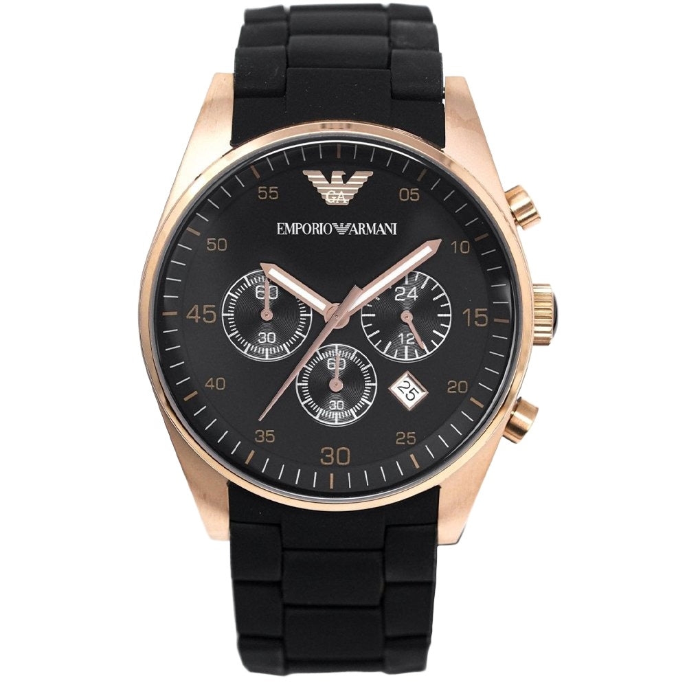 Emporio Armani Womens AR5906 Ladies Sportivo Watch Rose Gold - Black - One Size | Emporio Armani Sale | Discount Designer Brands
