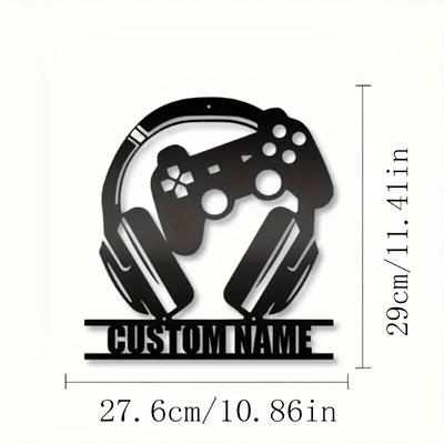 TEMU Custom Black Gamer Neon Sign, Art Metal Wall Art, Game Controller Design, No Electricity Needed, Ideal For Game Room, Bedroom, Office, Outdoor Decor, Perfect Gift For Teen Boys