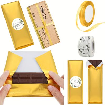 TEMU Chocolate Wrappers, Along With Stickers And A Roll Of 6-inch By 7.5-inch Candy Wrapping Paper, Custom-made Individual Wrappers That Are And Wrinkle-resistant.