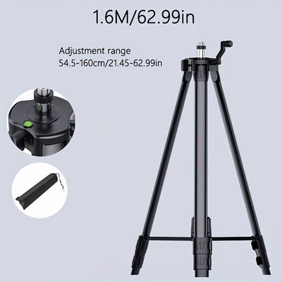 TEMU Thickened Tripod For Level Gauge With Adjustable Support Rod And Infrared Laser Level, Featuring A Telescopic Pole. Image