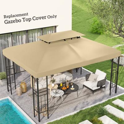 TEMU 3x4m Gazebo Canopy Replacement Cover, 2 Tier Top Roof Uv Cover Garden Patio Outdoor Sun Awning Shelters, Cream White (top Cover Only)