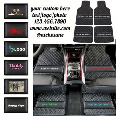TEMU Custom Text Pu Leather Car Floor Mats 4-piece Set, Universal Fit All-weather Personalized Auto Floor Mats With Anti-slip Design, Suitable For Cars, Sedans, Trucks, And Suvs - Muchkey