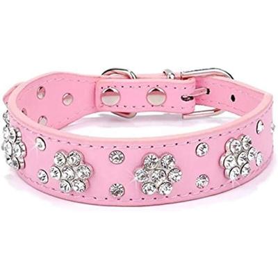 Hundehalsband mit Strasssteinen, PU-Lederhalsband für Hunde und Katzen, verstellbare Größen: s, m, Image