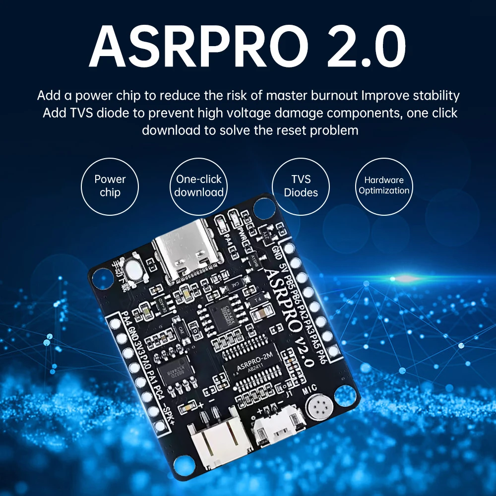 ASR PRO2.0 Spracherkennungsmodul 240 MHz Entwicklungsboard Offline Intelligentes Spracherkennungsmodul Tianwen Core Board Image