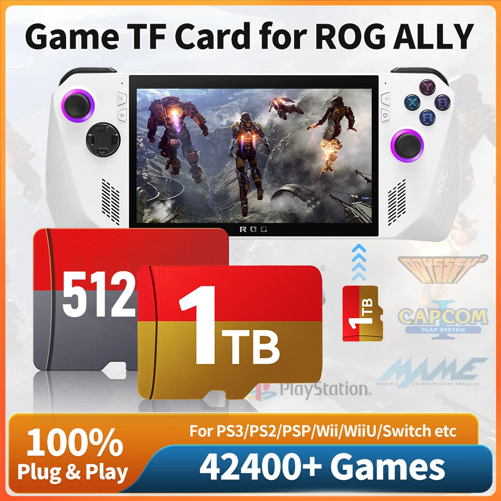 512 GB/1T Spiel-TF-Karte Playnite & Retrobat für ROG ALLY/Rog ALLY X/Onexplayer/Win Handheld/PC mit 42467 Spielen für PS3/PS2/Switch