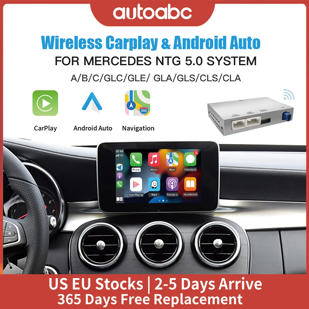 2025 Neues AUTOABC Wireless CarPlay Android Auto für Mercedes Benz A B C E Klasse GLA CLA CLE W205 W176 C117 W246 W167 NTG5.0 Mirro Image