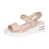 Plateausandaletten WALDLÄUFER "H-DINA", Damen, Gr. 8 (42), rot (apricot), Veloursleder, metallic, modisch, Schuhe, Sommerschuh, Sandale, Bequemschuh in Komfortweite H (= sehr weit)