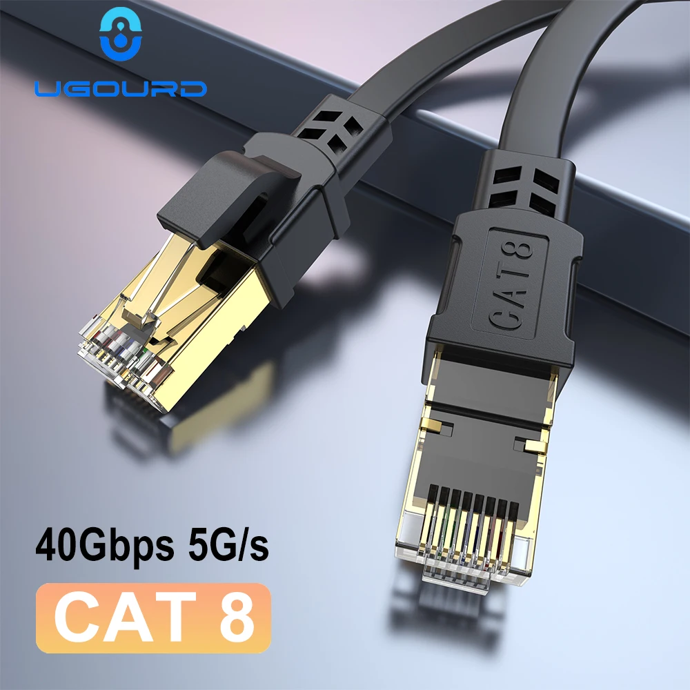 CAT 8 Ethernet-Kabel 40 Gbit/s 2000 MHz CAT8 RJ45 Netzwerk-LAN-Patchkabel flach 10 m 15 m 20 m 30 m 50 ft 100 Fuß für Modem-Router PS 5/4 Image