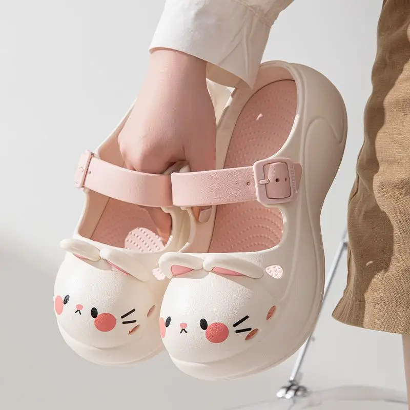 2025 New Cute Cartoon Slippers For Women Fashion Clogs Anti-slip Summer Shoes Girls Street Sandals 2 Way Wear Beach Slides Image