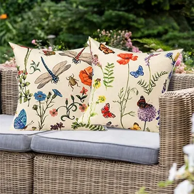 Outdoor-Kissen bezüge 18x18 Zoll Set mit 4 wasserdichten Outdoor-Kissen bezügen für Gartenmöbel Garten Image