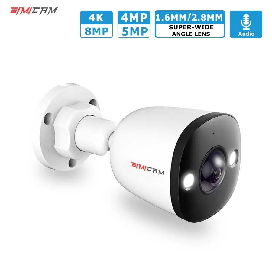 4K 8MP POE Sicherheit IP Kamera 5MP 4MP Ultra Große Weitwinkel Objektiv 1,6 MM 2,8 MM Smart Alarm Farbe Nachtsicht Kompatibel Onvif NVR Image