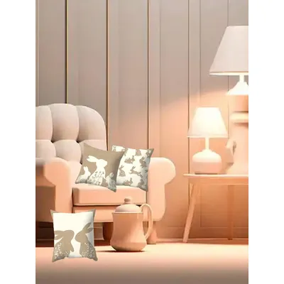 1pc Ostern Glücklich Kissenbezug Kaninchen Kissen Kissenbezug Beige und Weiß Kaninchen Kissenbezug Image