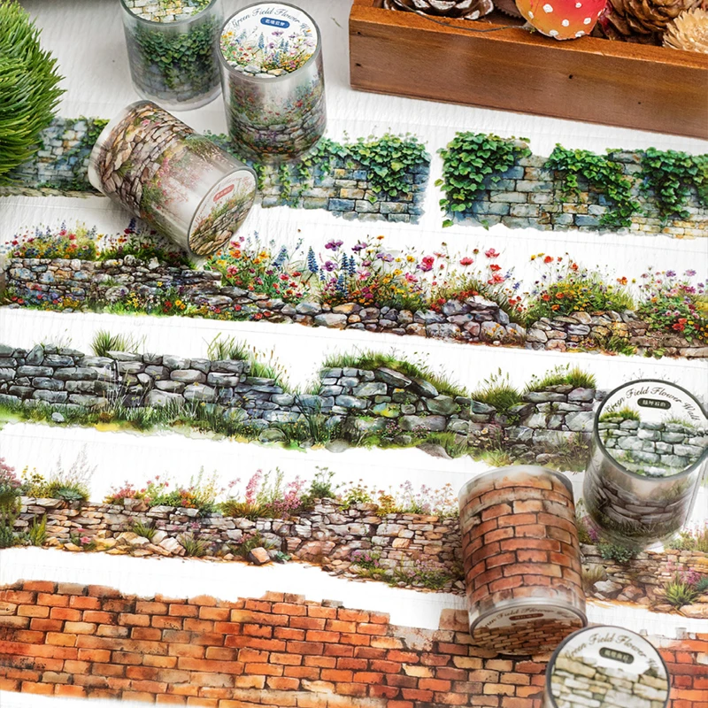 Mr. Paper, Greenfield Flower Wall Series PET-Landschaftsbau-Klebeband 6, DIY-Handbuch, dekorative Aufkleber, Schreibwaren für Studenten Image