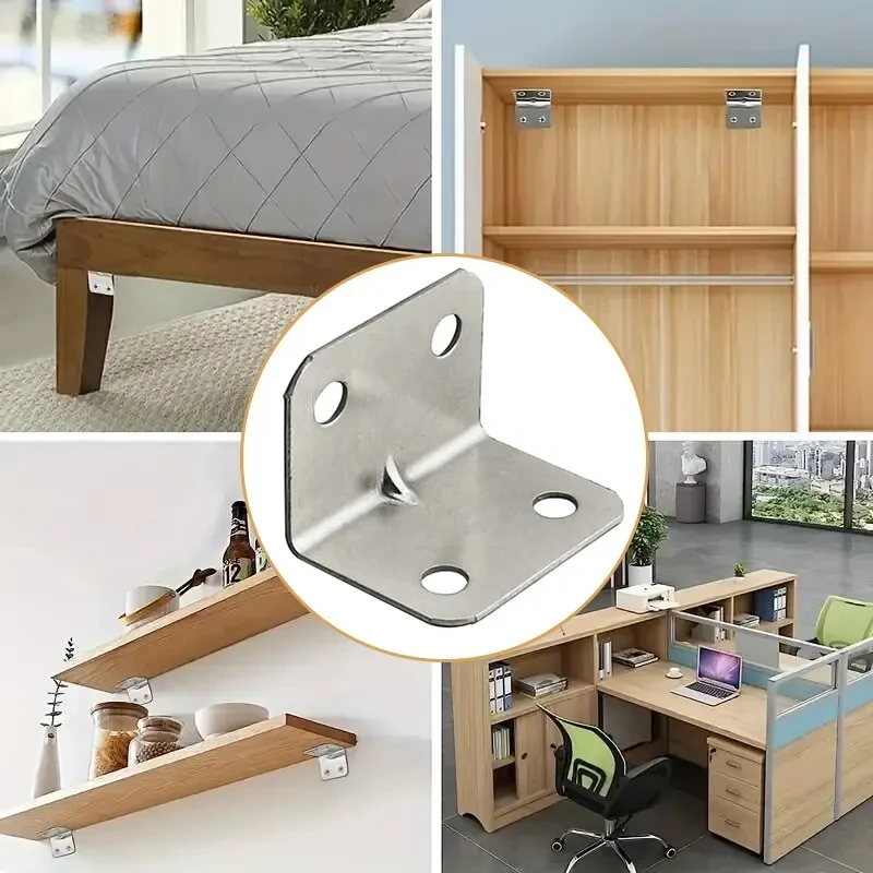20/40 Stück Winkeleisenplattentisch, Stuhl, Schrank, Kleiderschrank, fester Anschluss, 90-Grad-Winkel-Eisenplattenhalterung Image