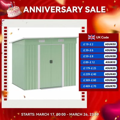 7 X 4ft Outdoor Garden Storage Shed Tool Storage Box for Backyard Light Green