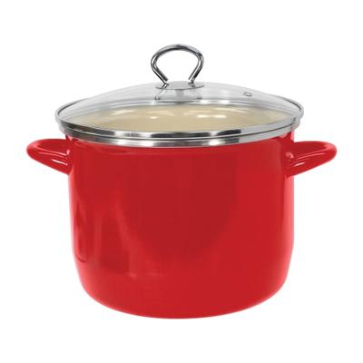 Vasconia 8-Qt Steel Stockpot With Glass Lid, 7-7/16" X 9-5/8" X 9-13/16", Red