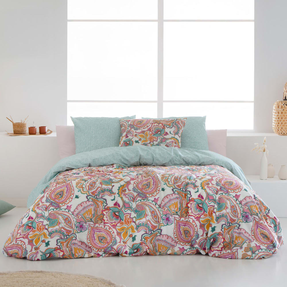 Housse de couette réversible en coton 200x200 cm multicolore