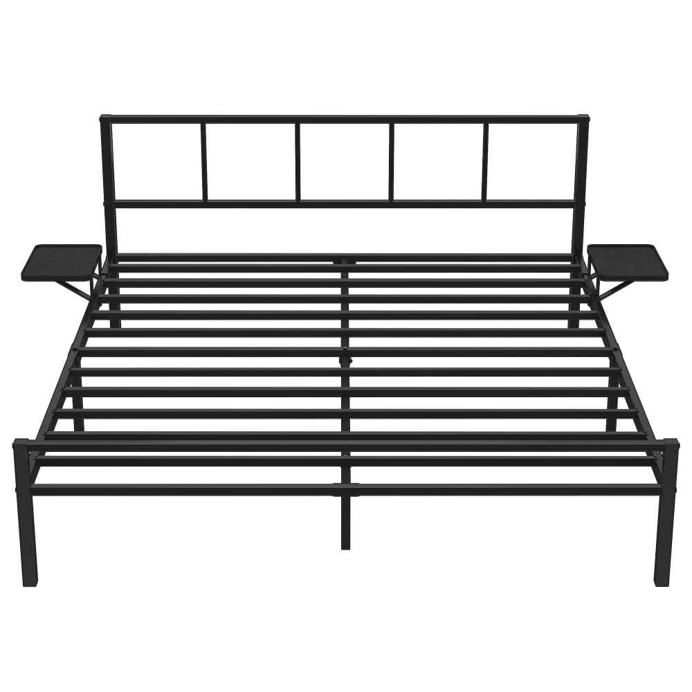 Cadre de lit avec étagères adapté pour matelas 160 x 200 cm noir mat
