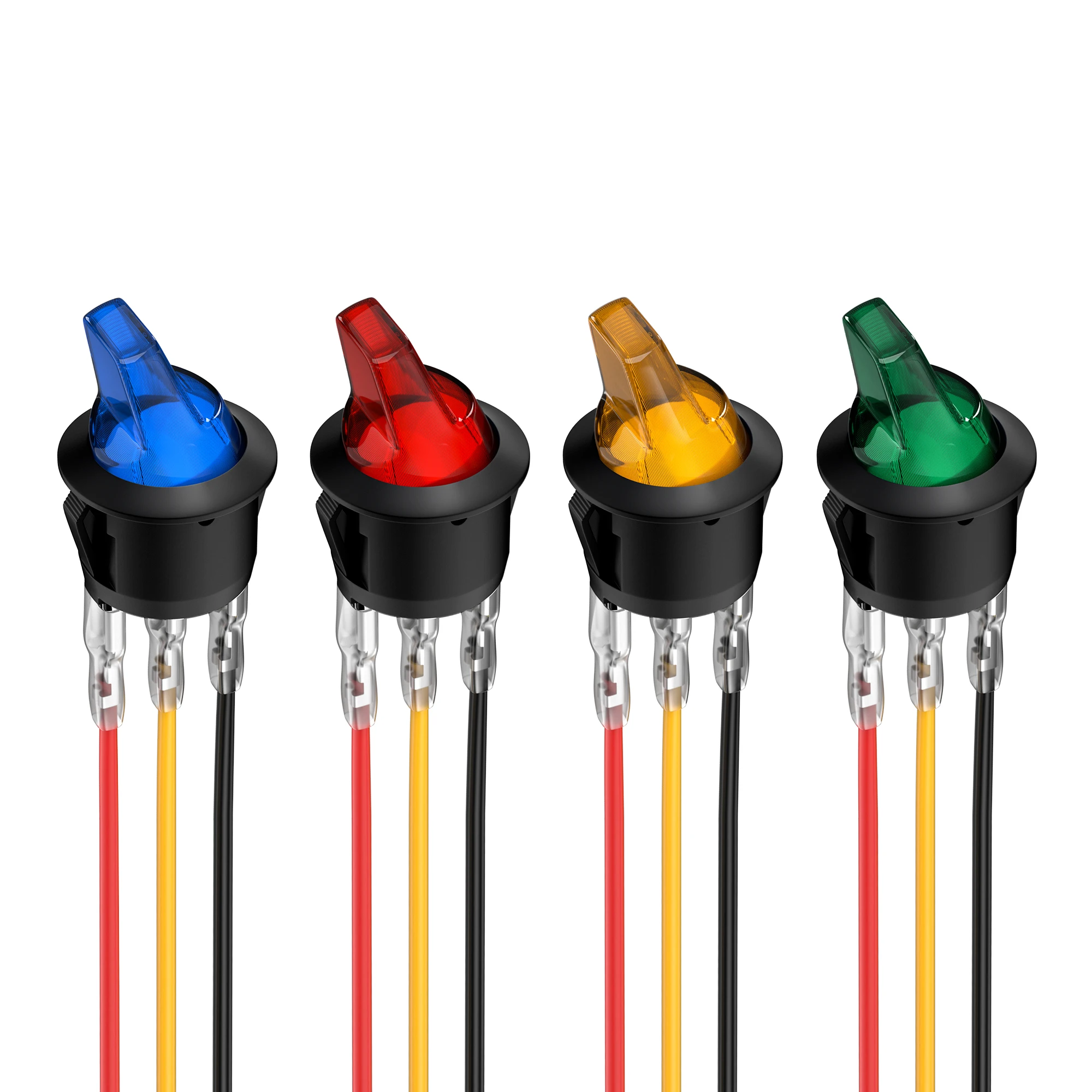 Interruttore a levetta a bilanciere illuminato 4 pezzi 12V 20A ON/OFF Mini interruttore a levetta illuminato a LED rotondo a 3 pin Interruttore SPST per auto automobilistica