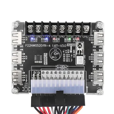 24 Pins ATX Power Supply Breakout Board and Acrylic Case Kit Module Adapter Power Connector Support