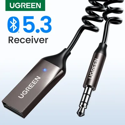 UGREEN Bluetooth 5.3 Aux Wireless Car Bluetooth USB to 3.5mm Jack Audio Mic Handsfree Adapter for