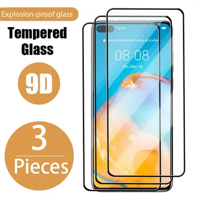 3PCS Full Protective Glass for Huawei P30 P20 P40 Lite Pro Screen Protector for Huawei Y7 Y9 Mate 20