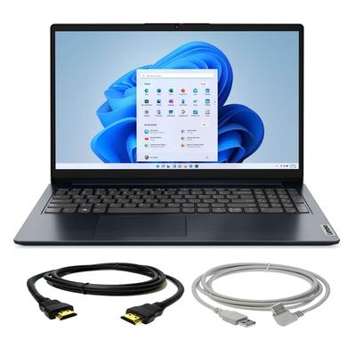 Lenovo IdeaPad 1 15.6" FHD Touchscreen Laptop (Abyss Blue) + 10FT USB Type A Male To B Male Cable + HDMI Cable