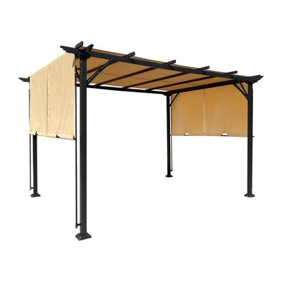 9.5 x 12 Ft Outdoor Pergola Patio Gazebo,Retractable Shade Canopy,Steel Frame Grape Gazebo