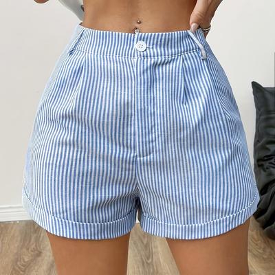 TEMU Striped Button Front Shorts, Casual Shorts For , Women's Clothing