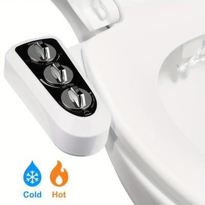 TEMU Toilet Seat Bidet With Self Cleaning Dual Nozzle, Hot And Cold Water Spray Non-electric Mechanical Bidet Toilet Attachment For Rear Or Female Washing