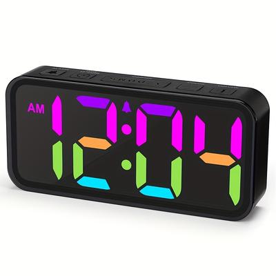 TEMU Clock Craft Loud Alarm Clocks For Bedrooms, Digital Clock With 13 Color Night Light, Desk Clock With Large Numbers, Dimmer, Adjustable Alarm Volume, Usb Port, , 12/24h For Bedrooms, Bedside