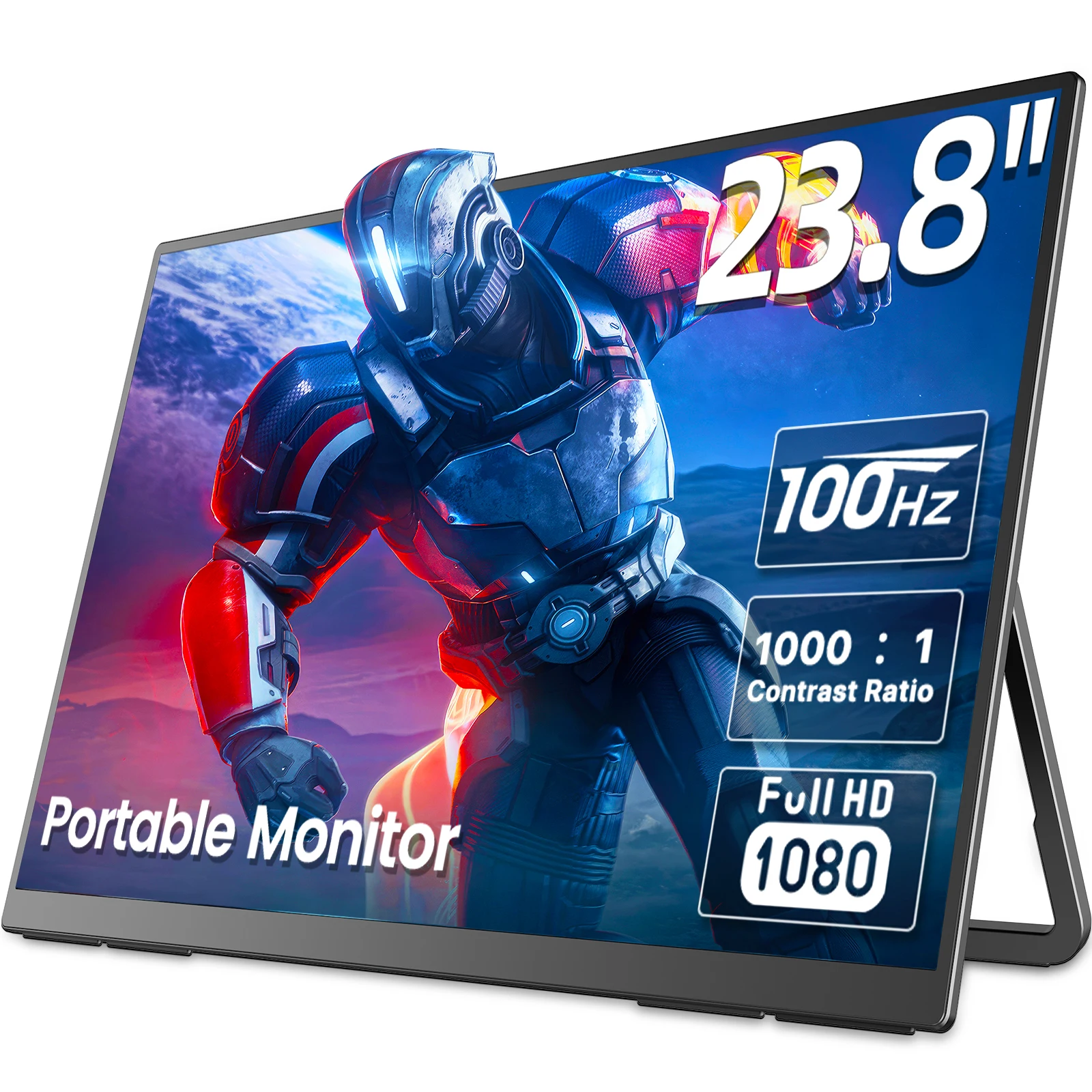 UPERFECT 24 Zoll 120 Hz tragbarer Gaming-Monitor FHD 180 ° Einstellbares großes Laptop-Display, externer zweiter Bildschirm für PC-Telefon, Steamdeck Image