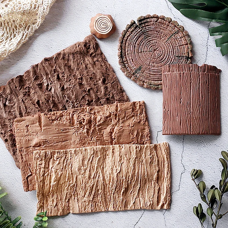 VERIDIAN Backen Kuchen Silikon Form Wald Rinde Baumstumpf Holzmaserung Textur Fondant Backen Werkzeuge Harz Silikon Formen Gebäck Image