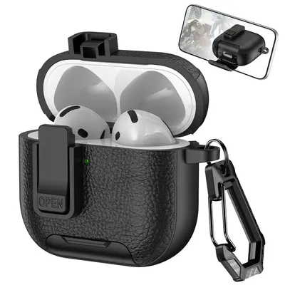 Für Airpods 4 Fall Stoßfest Abdeckung Sicherheit Schloss Schutzhülle Für Airpods Pro 2 Generation AirPods4 Leder Halterung Fall Image