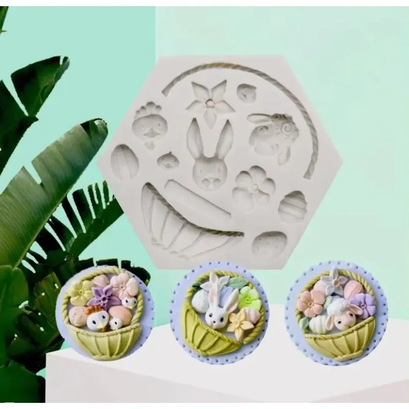Ostern Kaninchen handgemachte Form 3D Silikon Ei Blume Fondant Schokolade Form Kuchen Backen Zubehör Kuchen Dekoration Zubehör Image