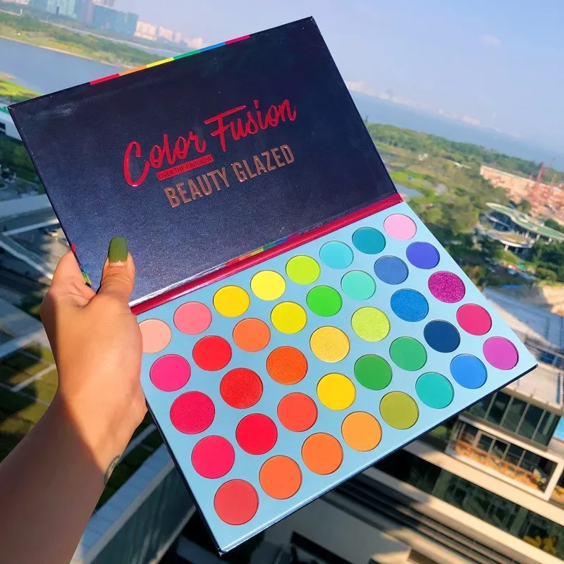 BEAUTY GLAZED 39-Farben-Regenbogen-Lidschatten-Palette Langlebige Neon-Glitzer-Lidschatten-Palette Augen-Make-up-Kosmetik