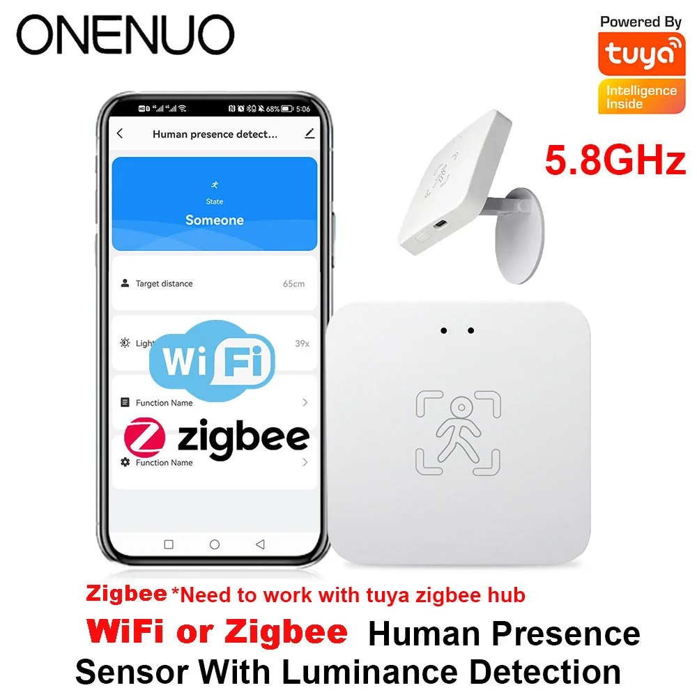 WiFi/Zigbee Menschliche Anwesenheit Sensor MmWave Radar Detektor Mit Tuya APP Sensor Für Smart Home ersetzen PIR Sensor Image