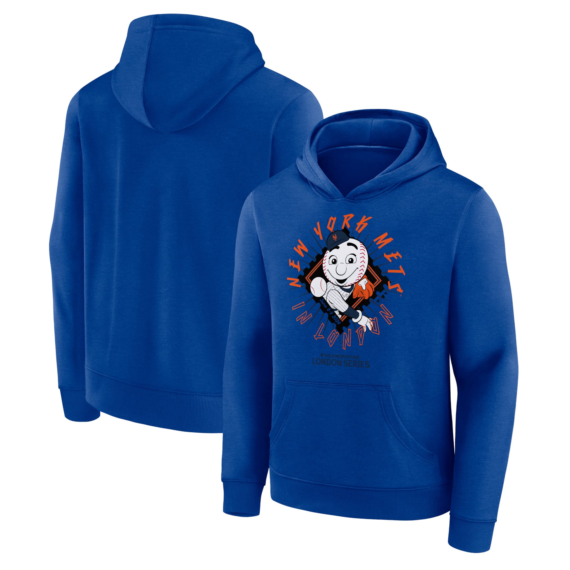 New York Mets London Series 2024 Maskottchen-Kapuzenpullover – Jugendliche